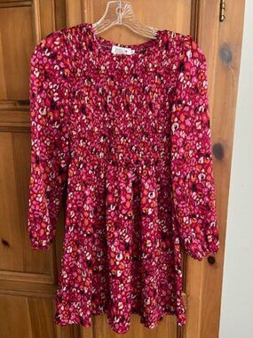 Molly Bracken size 14 Red Pink and Orange Leopard Print Dress